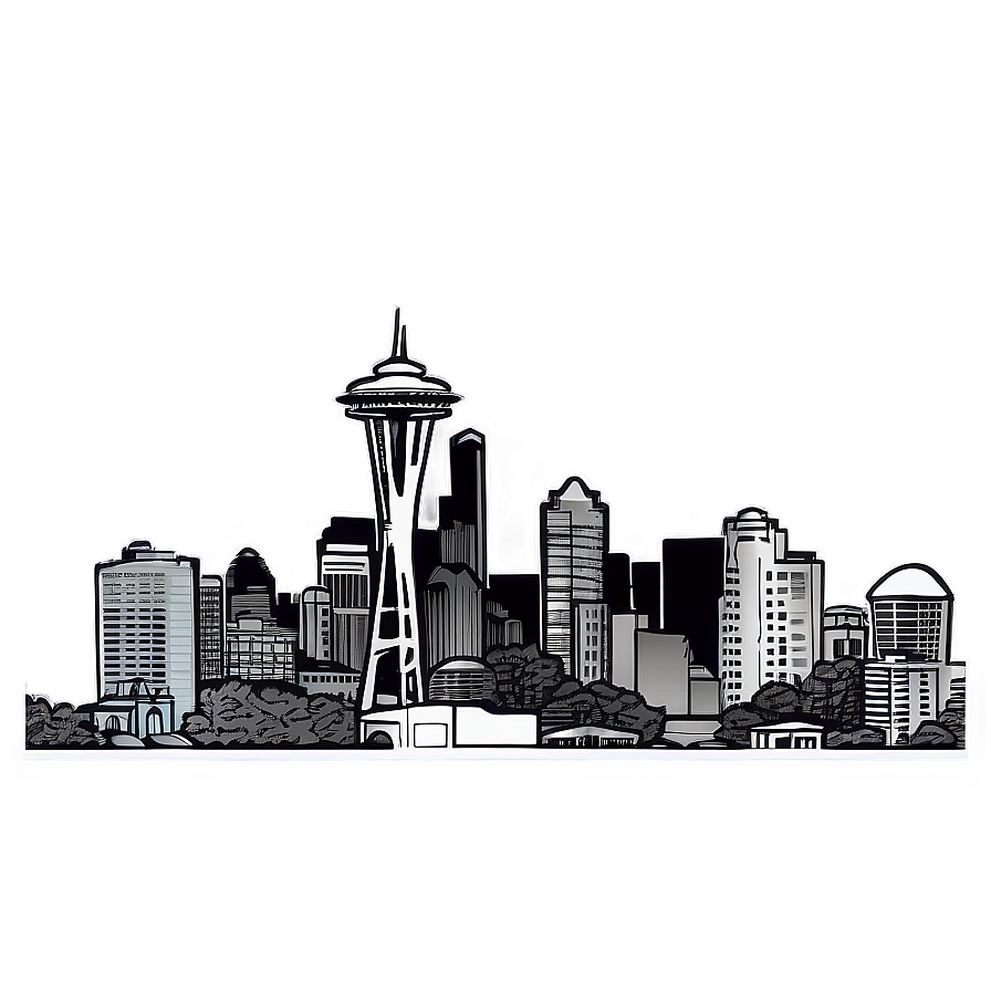 Seattle Urban Skyline Sketch Png Vsl