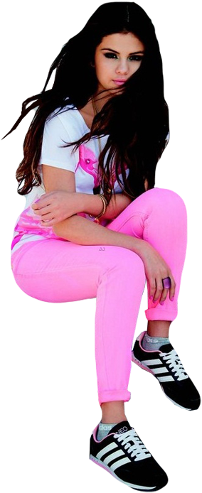 Selena Gomez Pink Outfit Pose