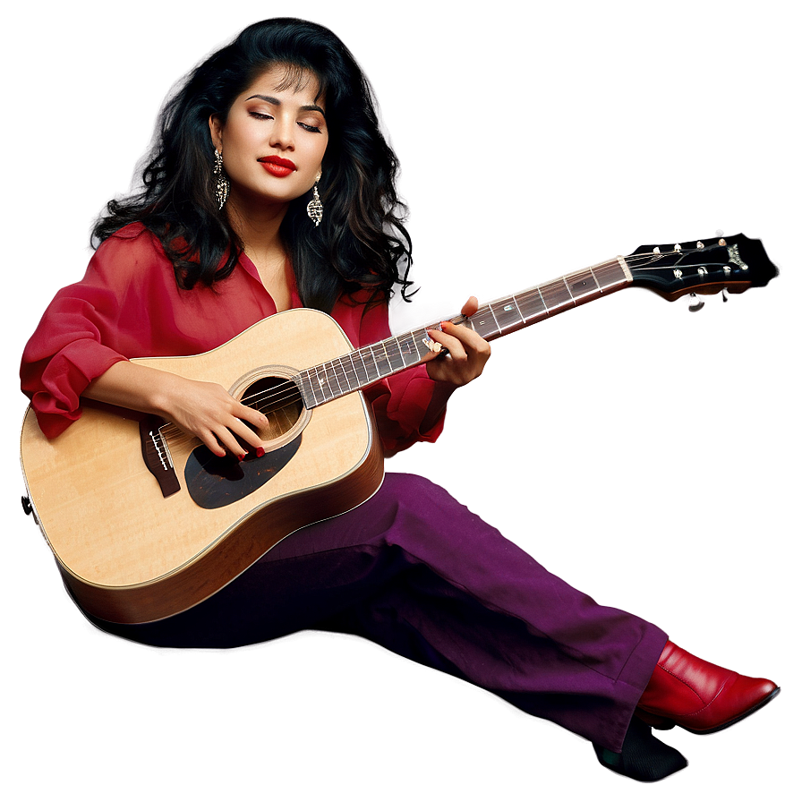 Selena Quintanilla Guitar Strumming Image Png 68