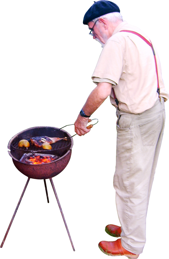 Senior Man Grilling B B Q Outdoors