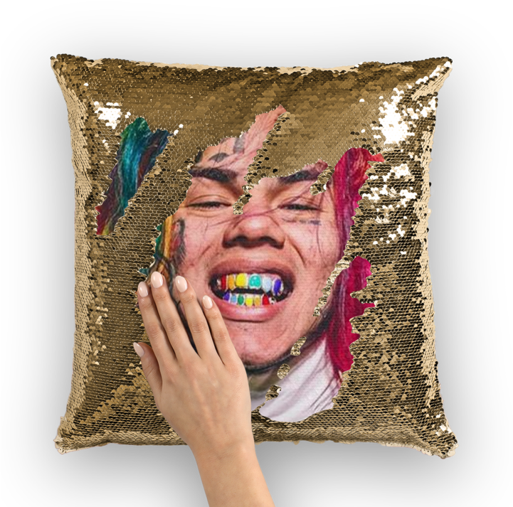 Sequin Cushionwith Printed Face