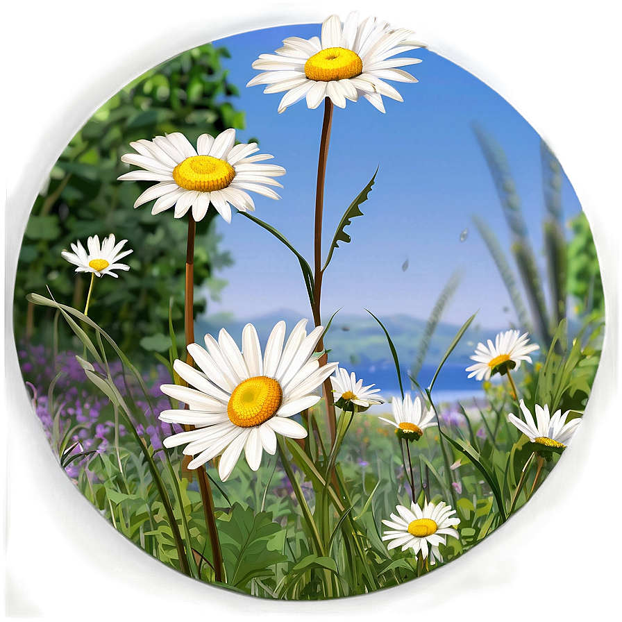 Serene Daisies Landscape Png 06122024