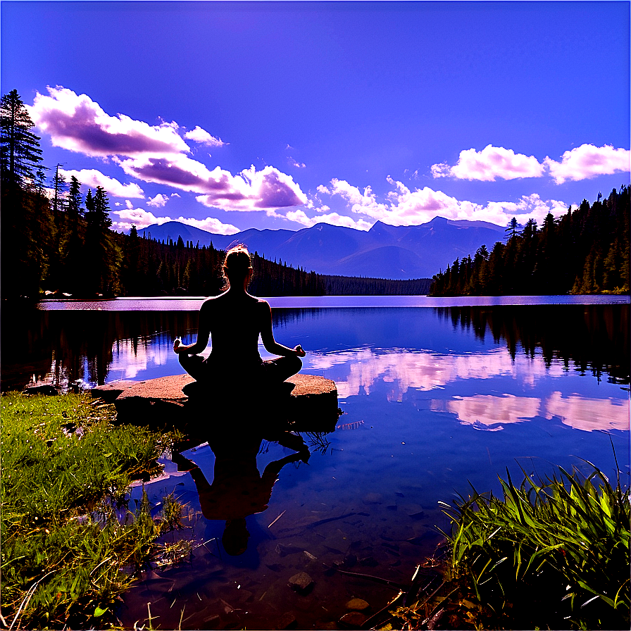 Serene Lakefront Meditation Png Bmi24