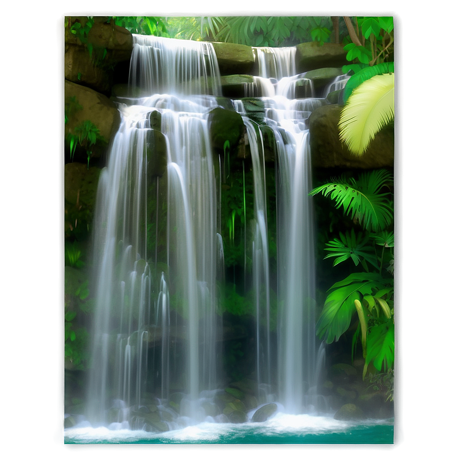 Serene Tropical Waterfall Png Ehh53