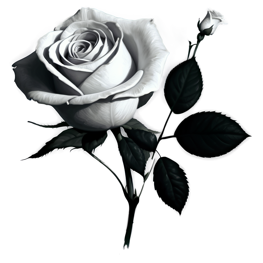 Shaded Rose Black And White Png Evb