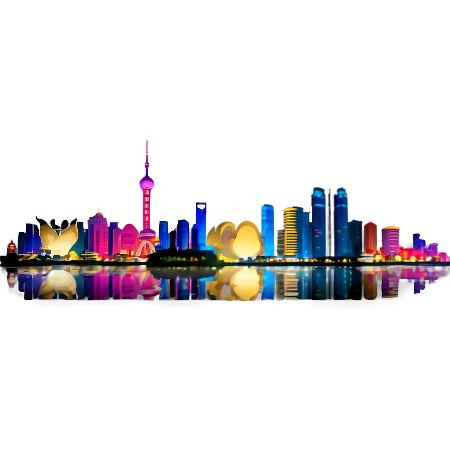 Shanghai Skyline Night View Png Dlm