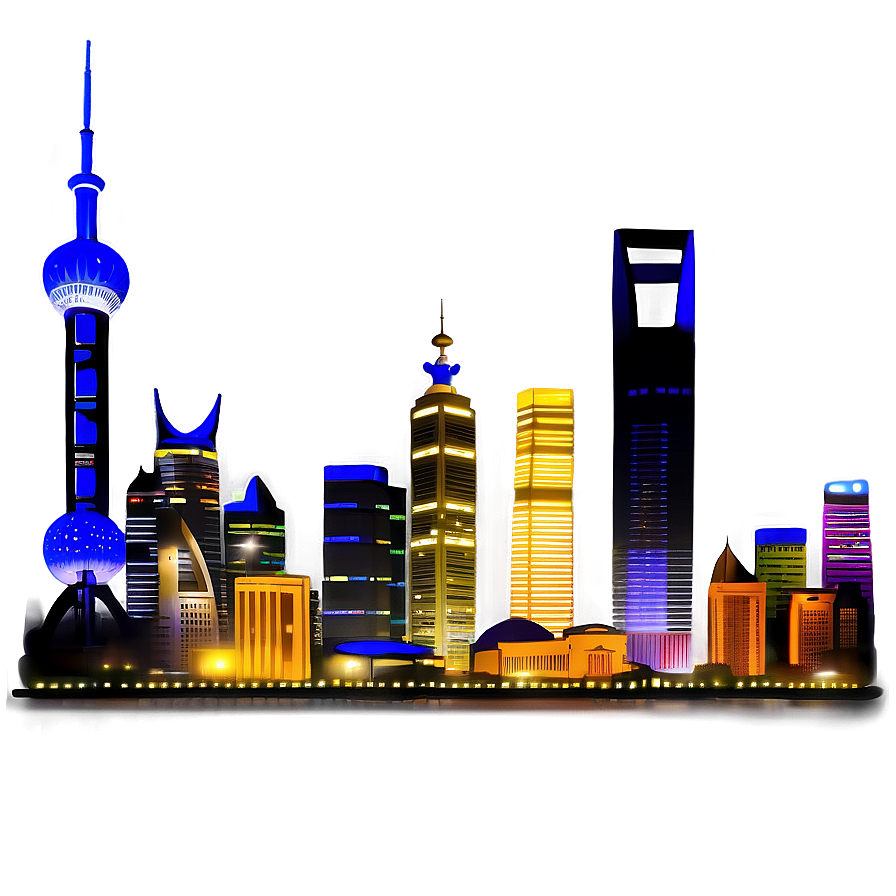 Shanghai Skyline Night View Png Lui95