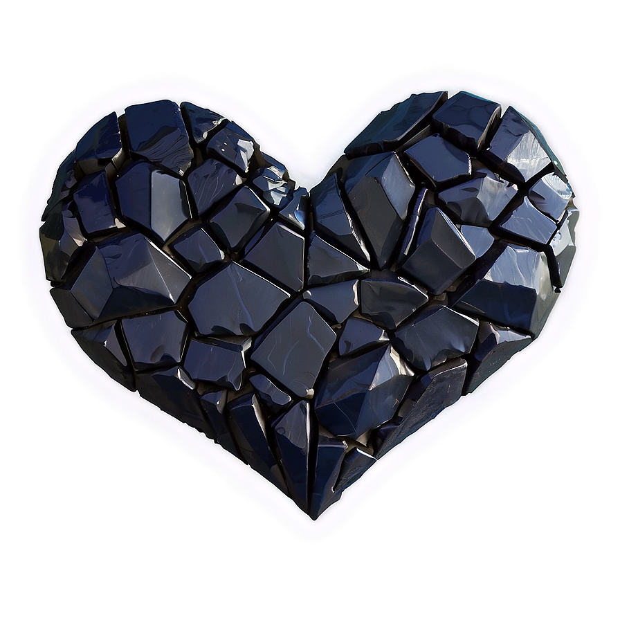 Shattered Black Heart Png 06252024