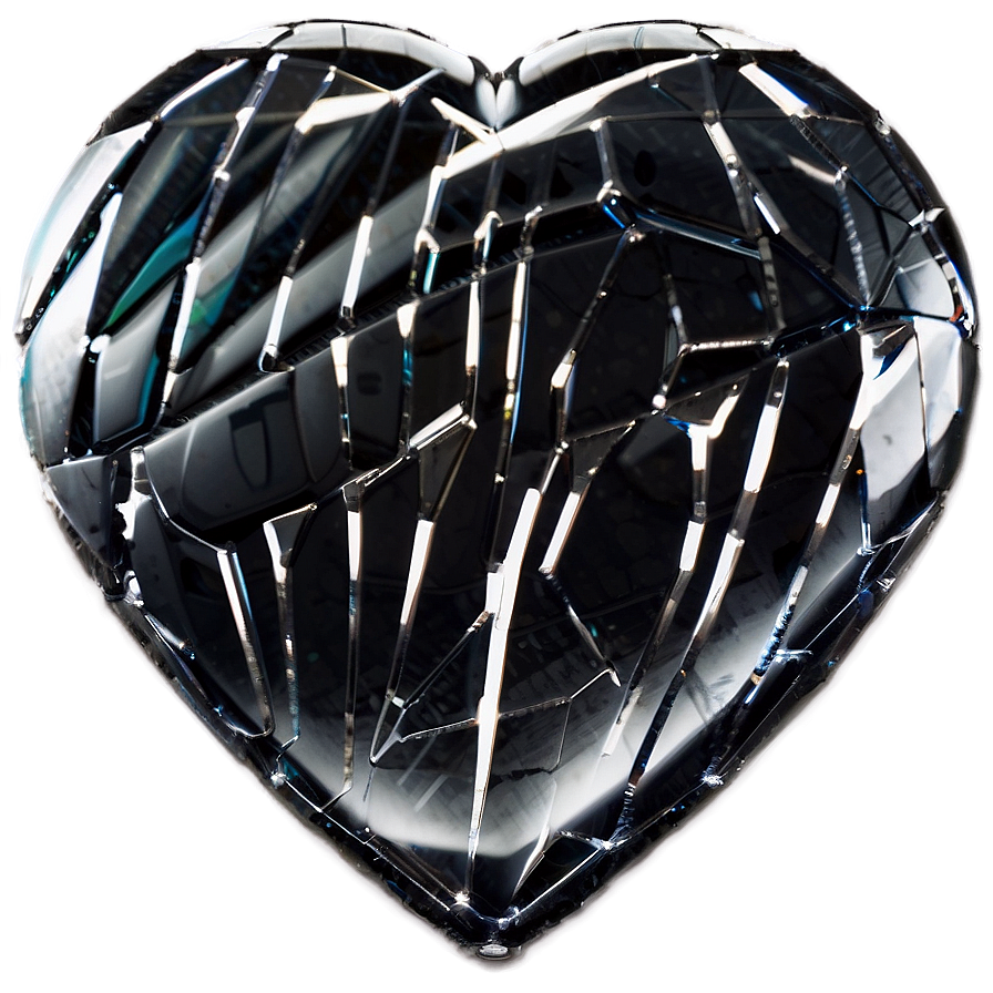 Shattered Black Heart Png 06252024