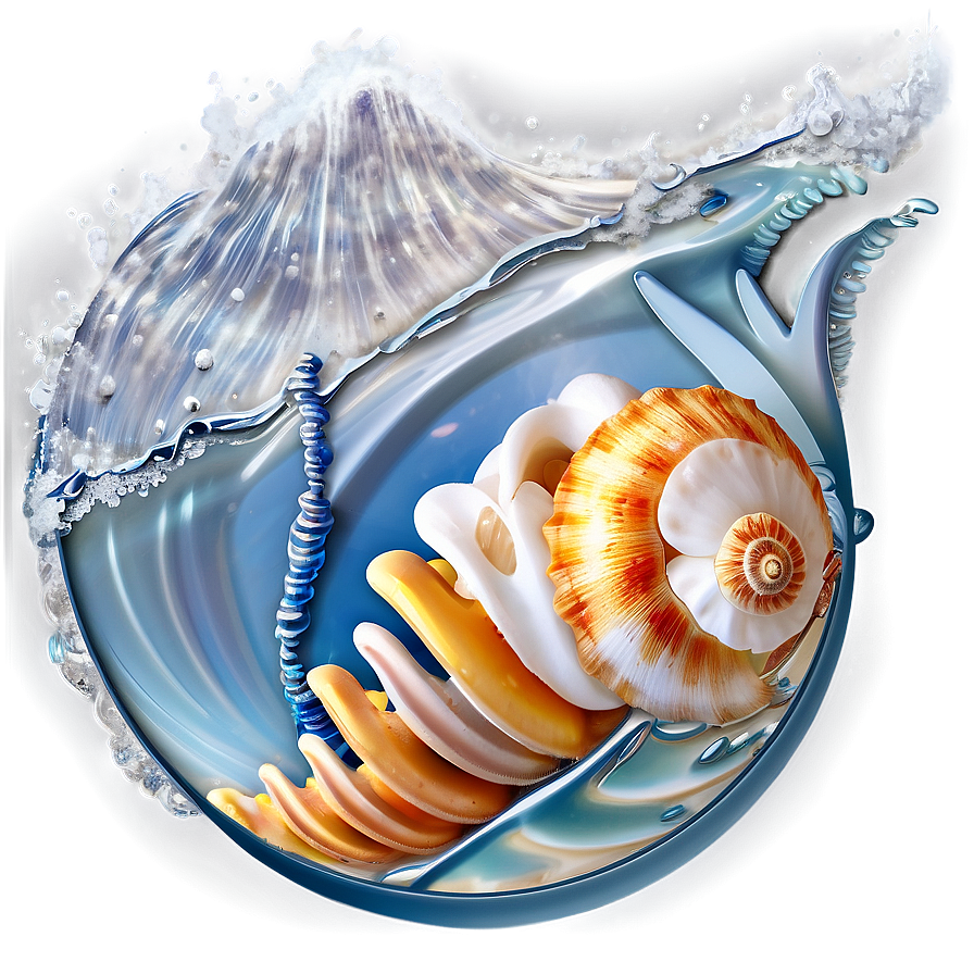 Shells In Ocean Waves Png Jud20