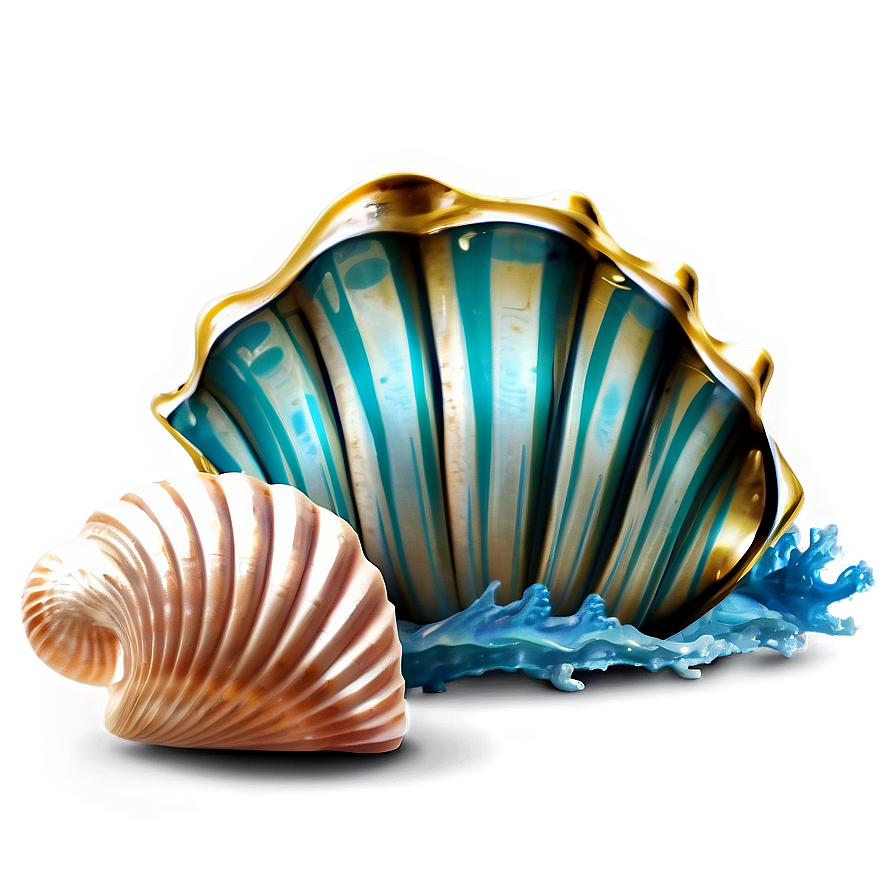 Shells With Sea Waves Png Qkm93