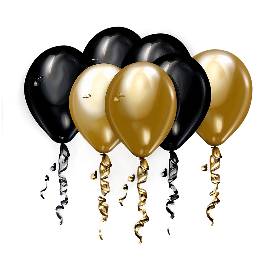 Shimmering Black And Gold Balloons Png 06132024