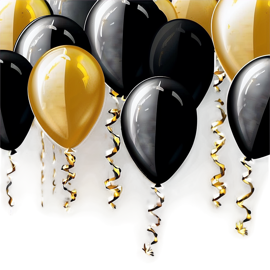 Shimmering Black And Gold Balloons Png Wwd93