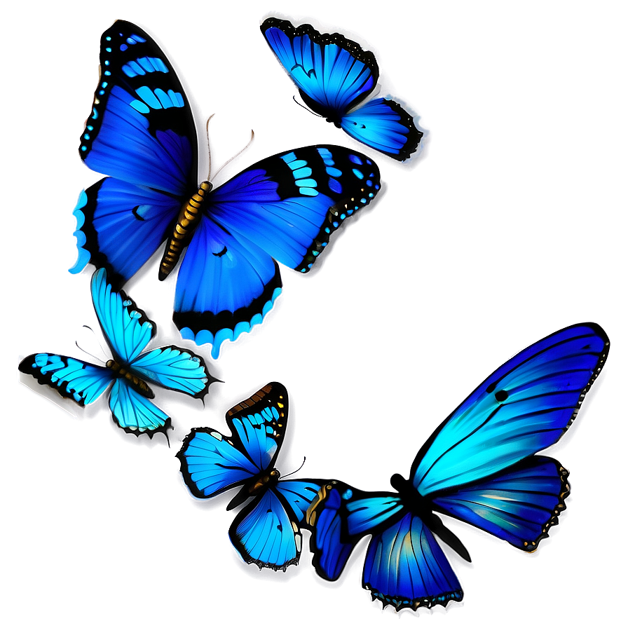 Shimmering Blue Butterflies Png 06132024