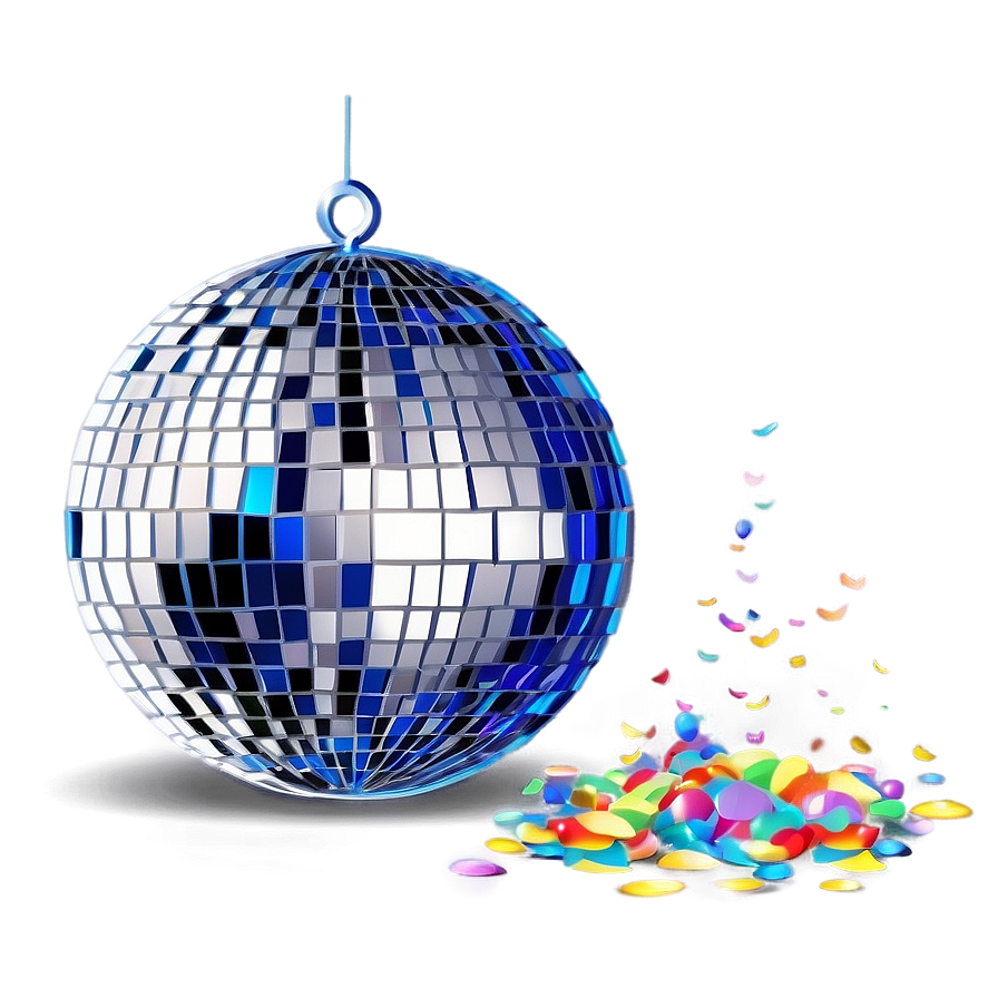 Shimmering Disco Ball With Confetti.png