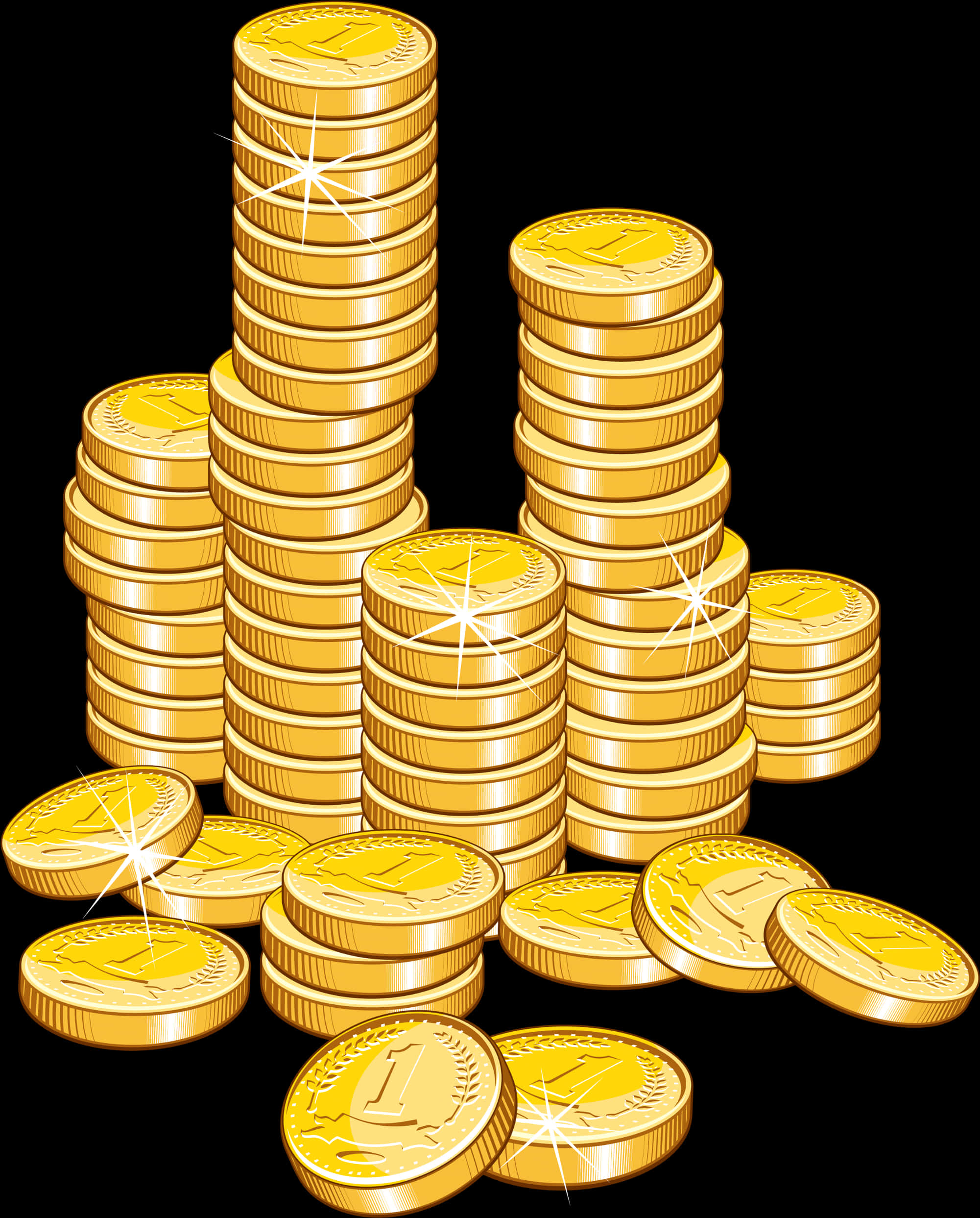 Shimmering Gold Coins Stacked