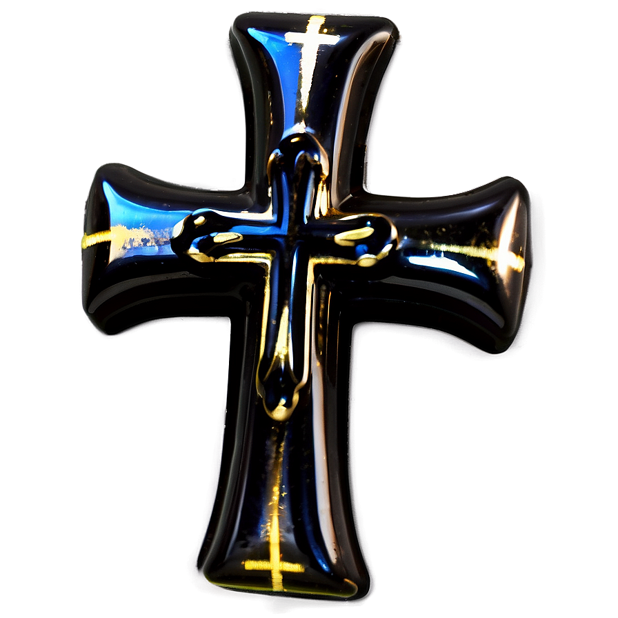 Shiny Black Cross Png 05242024