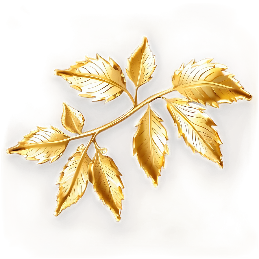 Shiny Gold Leaves Decoration Png Fxd