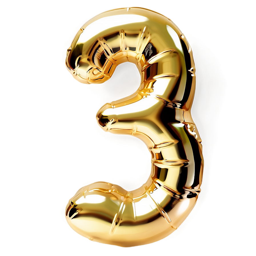 Shiny Number 3 Gold Png 05252024