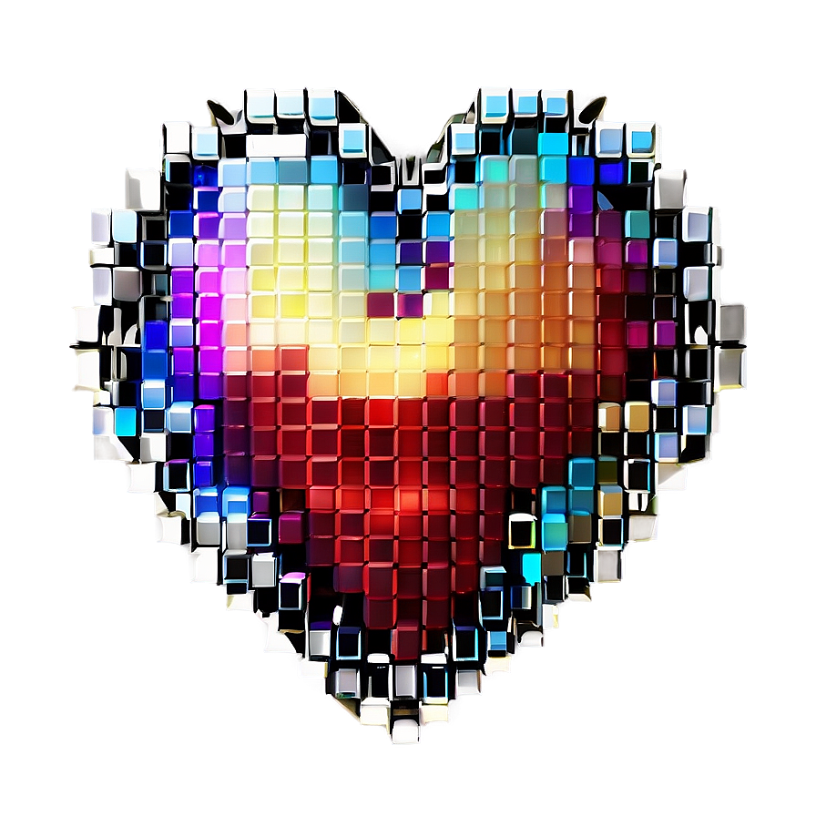 Shiny Pixel Heart Png 05252024