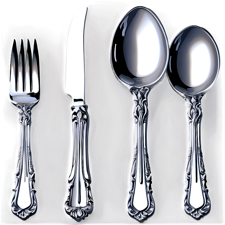 Shiny Silverware Set Png 14