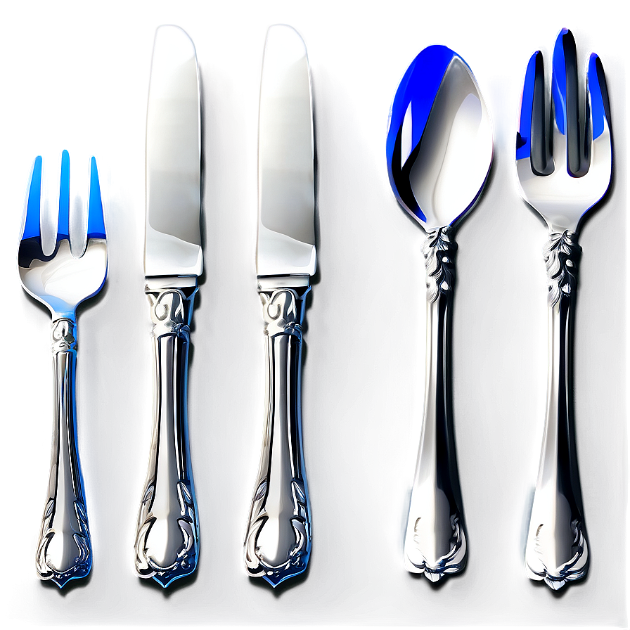 Shiny Silverware Set Png Qar