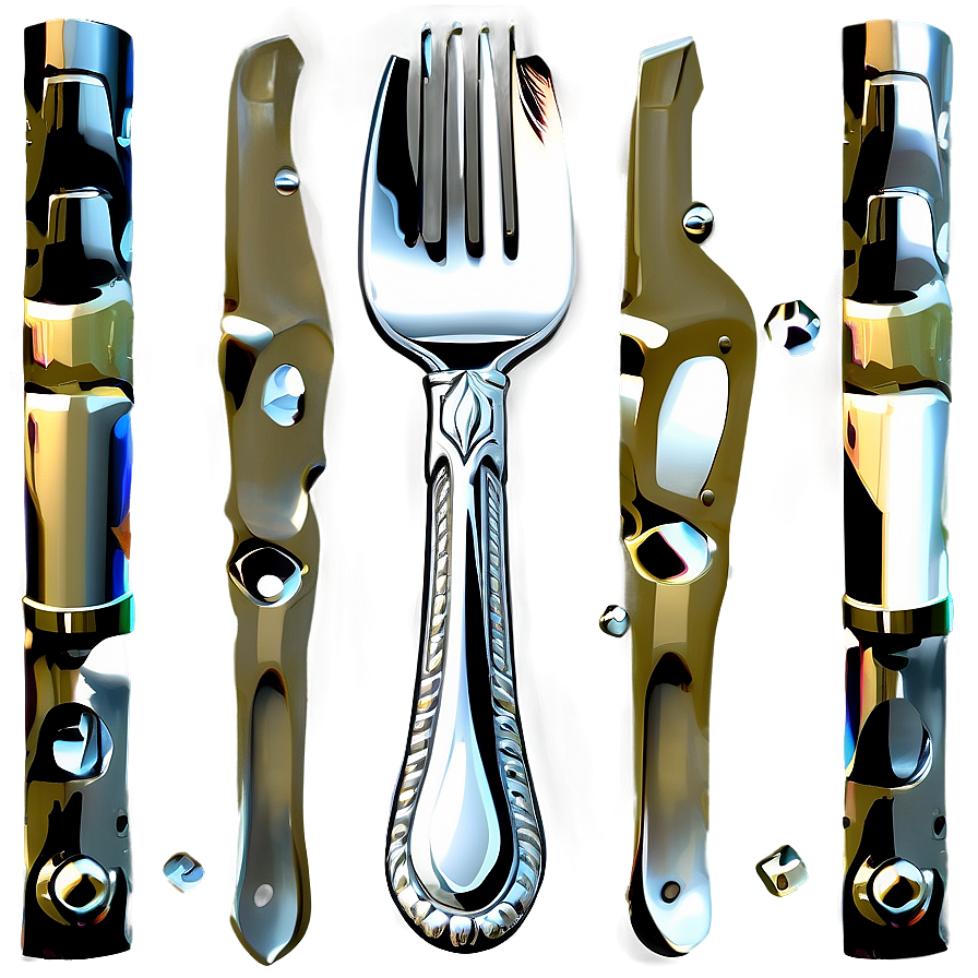 Shiny Silverware Set Png Ycy