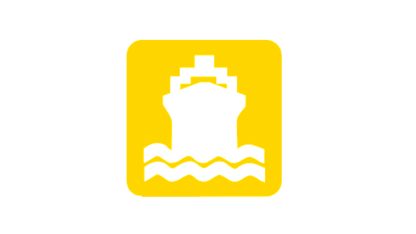 Ship Silhouette Icon Yellow Background