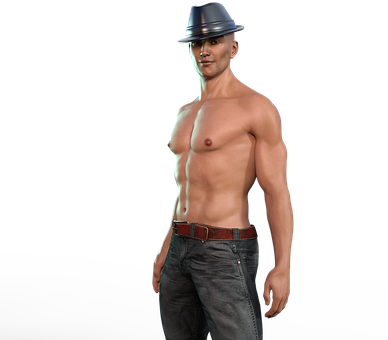 Shirtless Man Fedora Hat