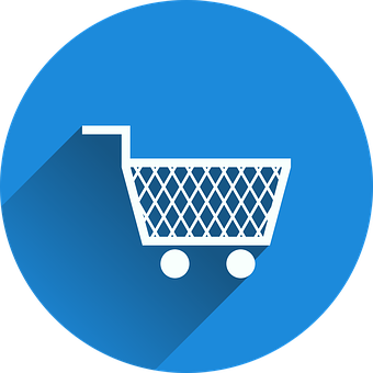 Shopping Cart Icon Blue Background