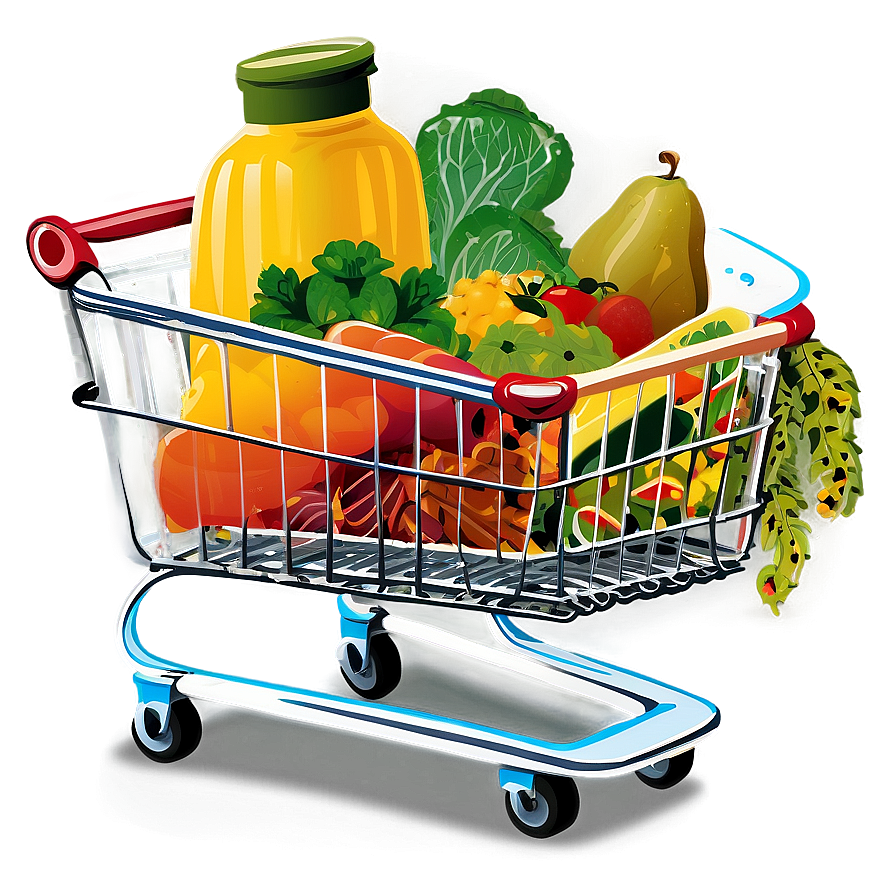 Shopping Cart With Food Png Kbw