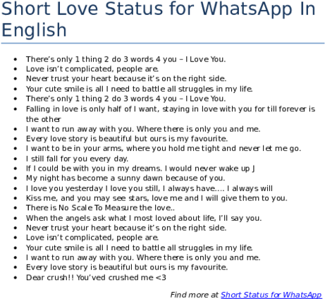 Short Love Status Compilationfor Whats App