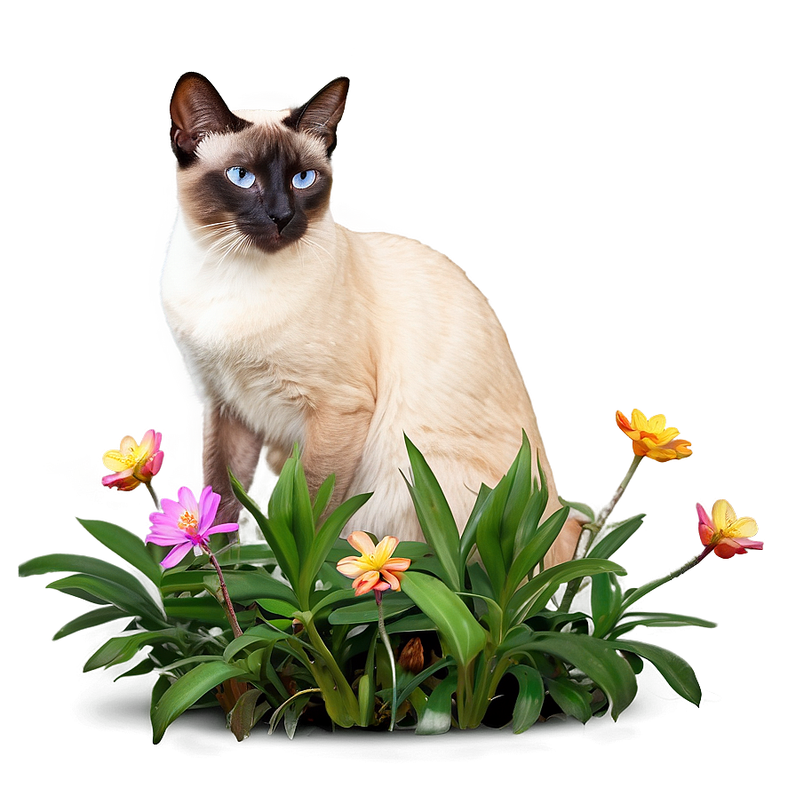 Siamese Cat In Garden Png 06292024