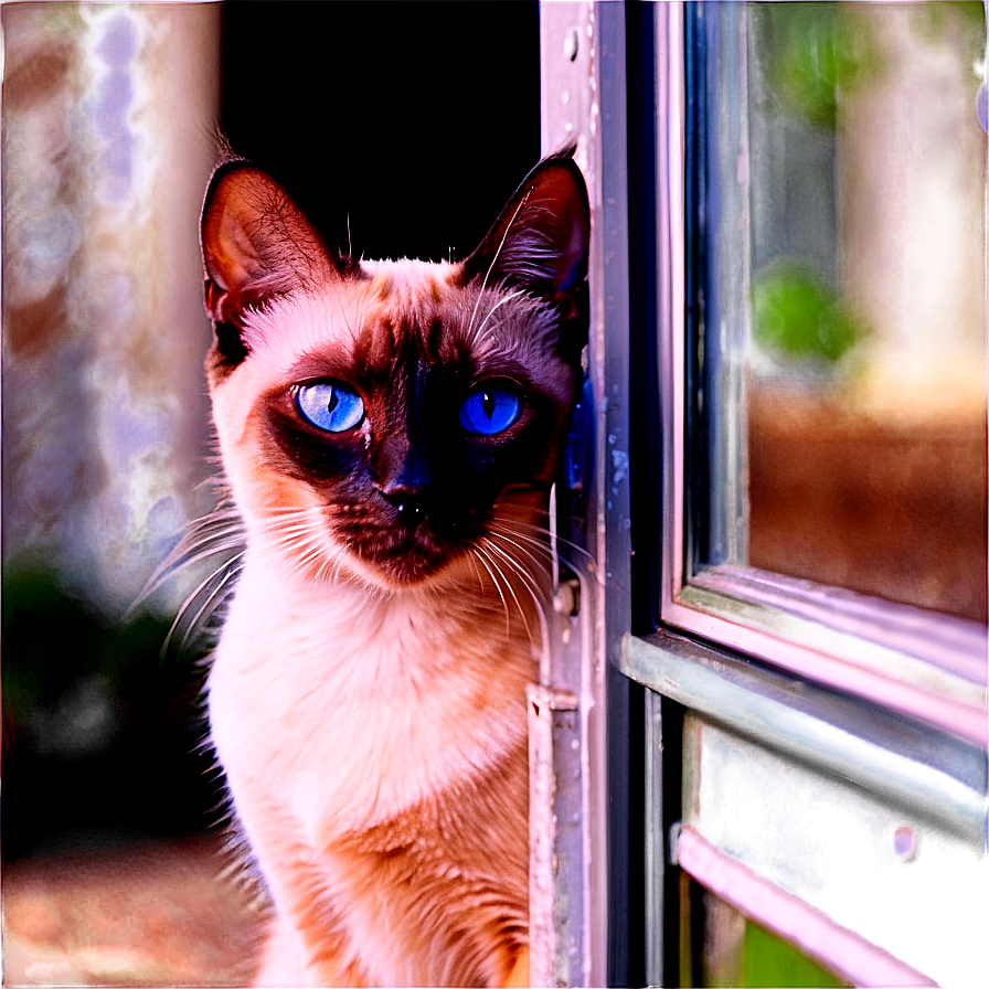 Siamese Cat Looking Out Window Png Qva67