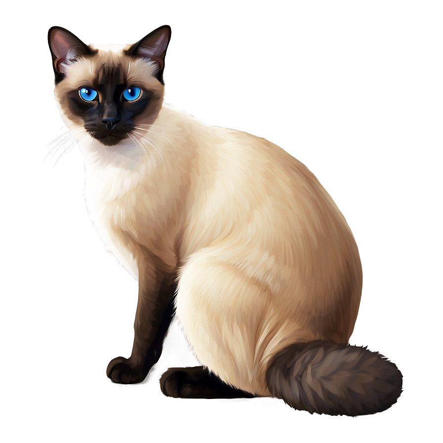 Siamese Cat With Furry Tail Png 06292024