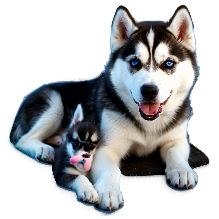 Siberian Husky With Puppies Png 3