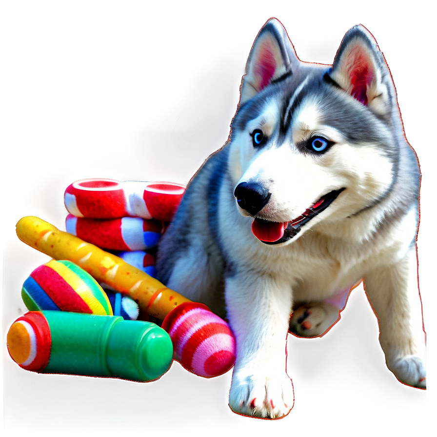 Siberian Husky With Toys Png 89