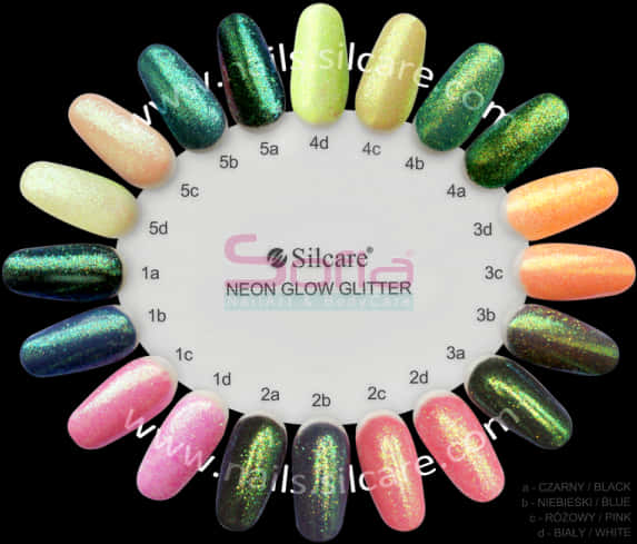 Silcare Neon Glow Glitter Nail Polish Color Chart