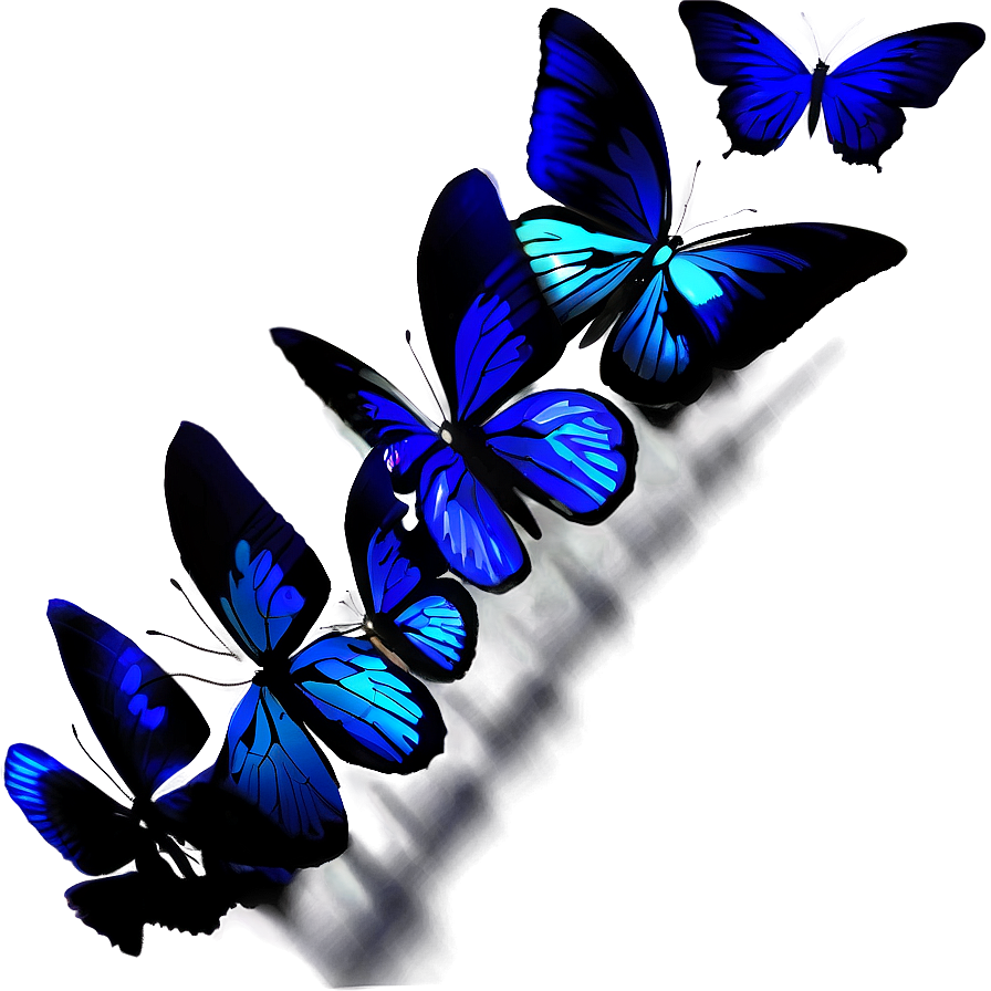 Silhouette Blue Butterflies Png Soy