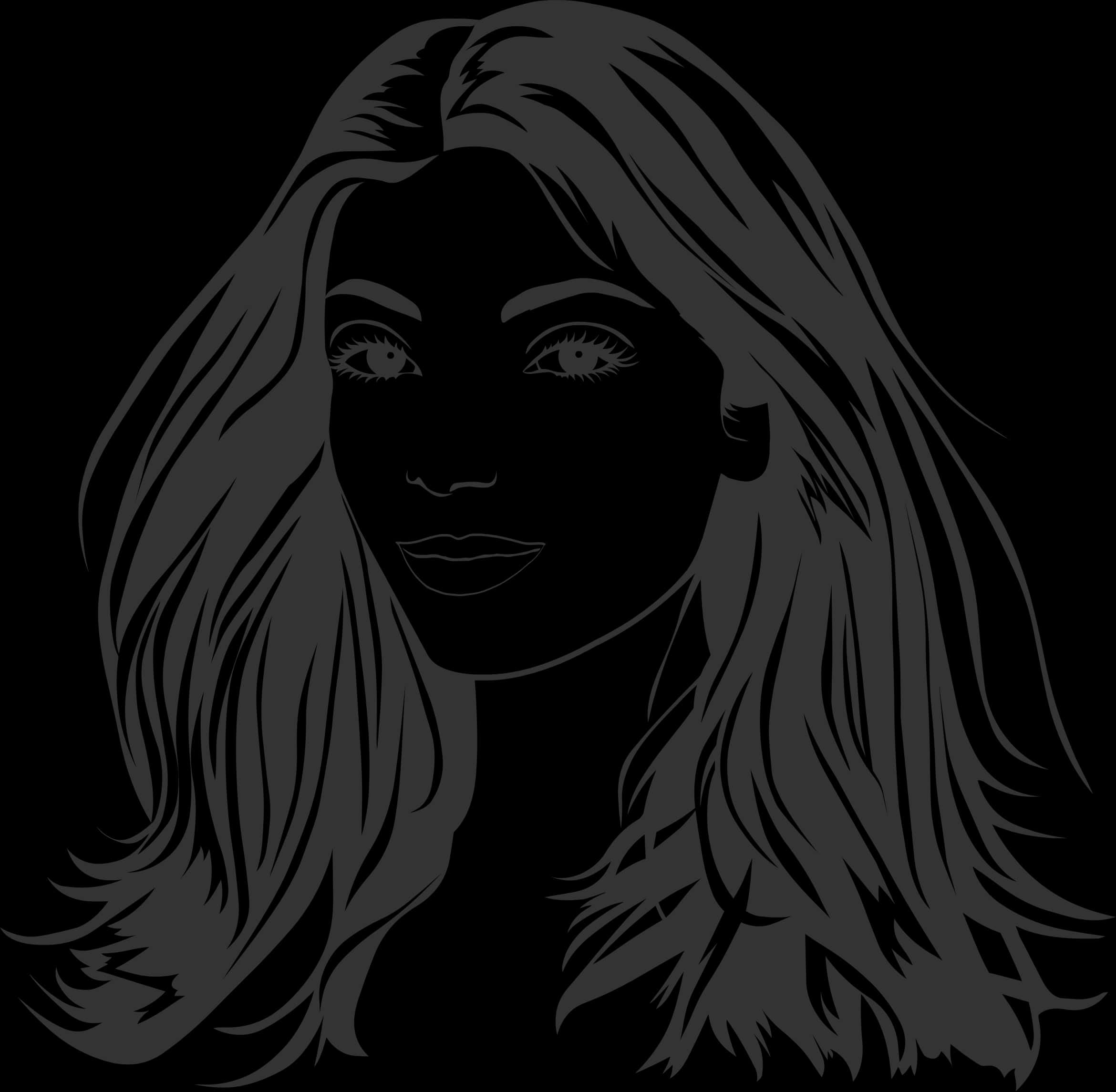 Silhouette Portrait Long Hair Woman