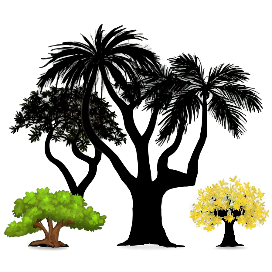 Silhouette Tree Line View Png 4