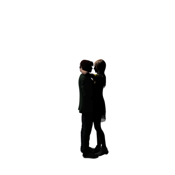 Silhouetted Couple Embrace Dark Background