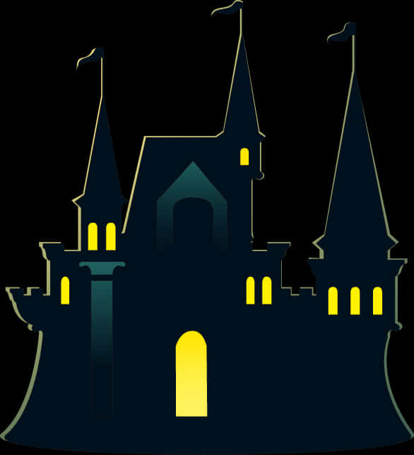 Silhouetted Fantasy Castle Illustration