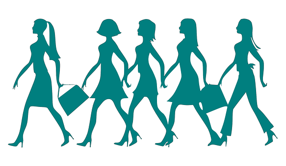 Silhouetted Women Walking In Style