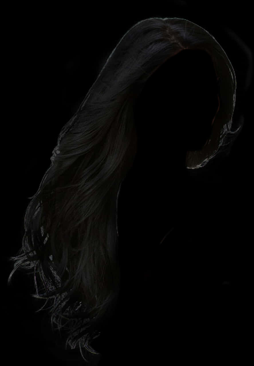 Silhouetteof Long Hairon Black Background