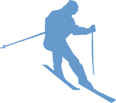 Silhouetteof Skier Downhill Action