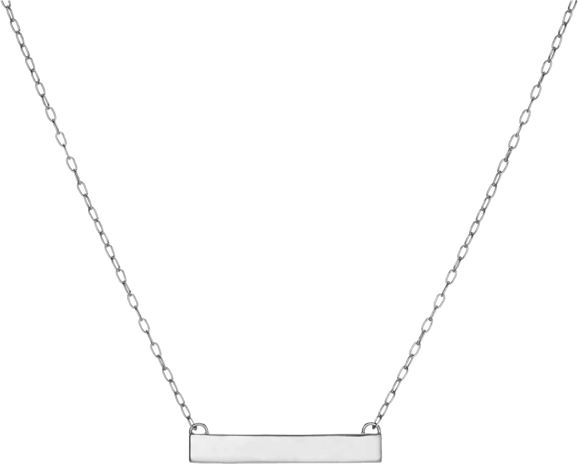 Silver Bar Pendant Chain Necklace