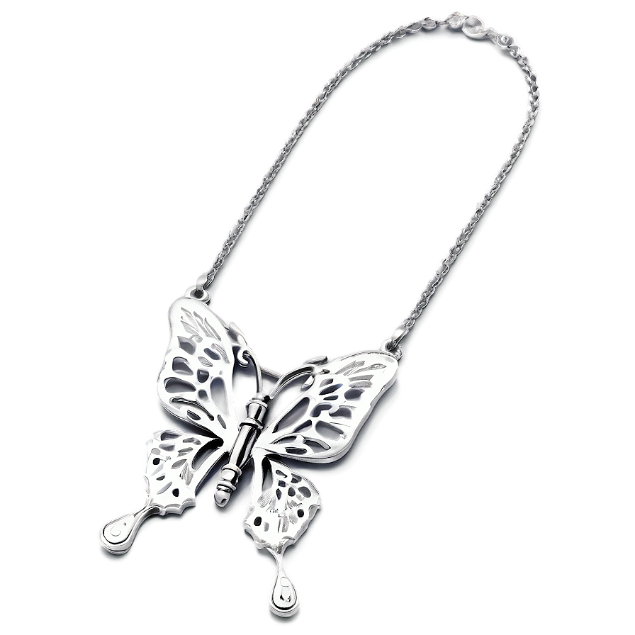 Silver Butterfly Necklace Png Fnl64