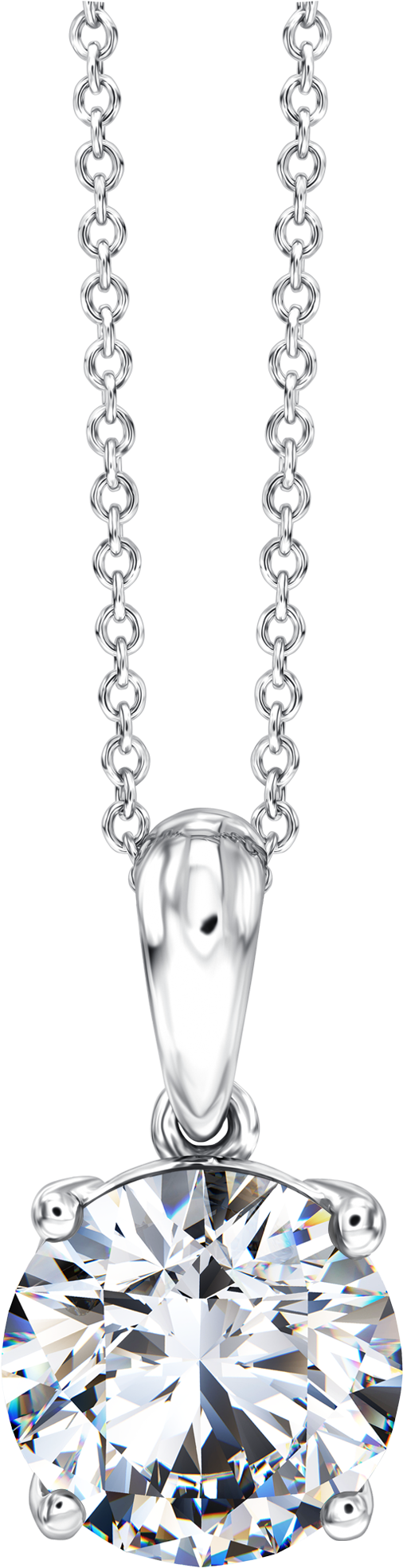 Silver Diamond Pendant Chain Necklace