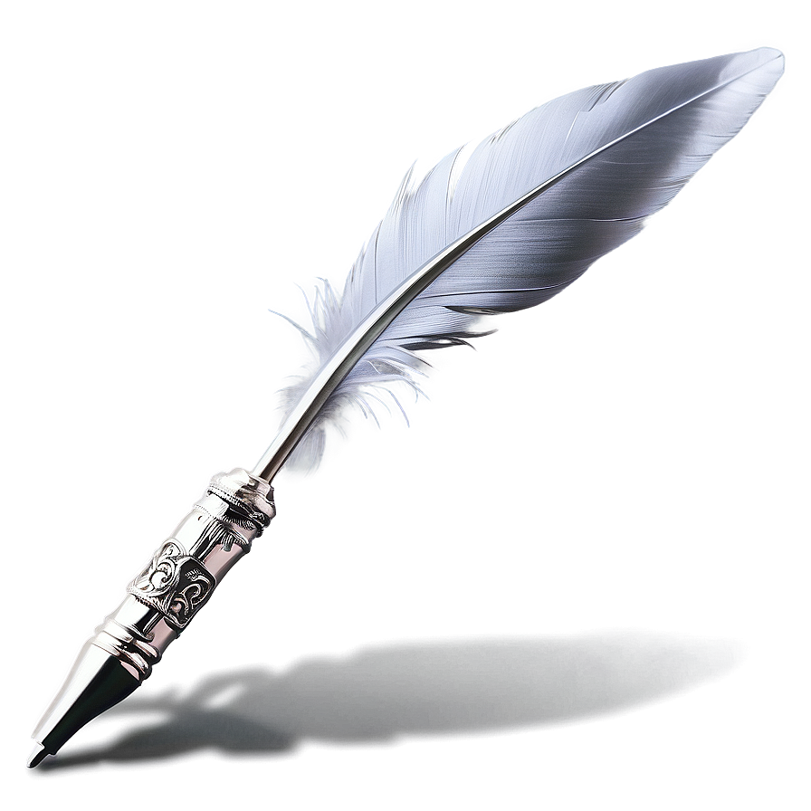 Silver Feather Pen Png Uis57